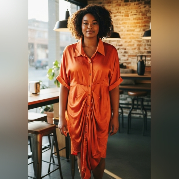 unbranded Dresses & Skirts - Orange Button-Down Maxi Dress XL
